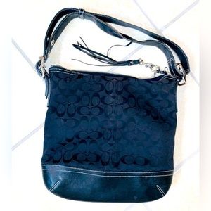 COACH Black logo purse fringe tassel pull